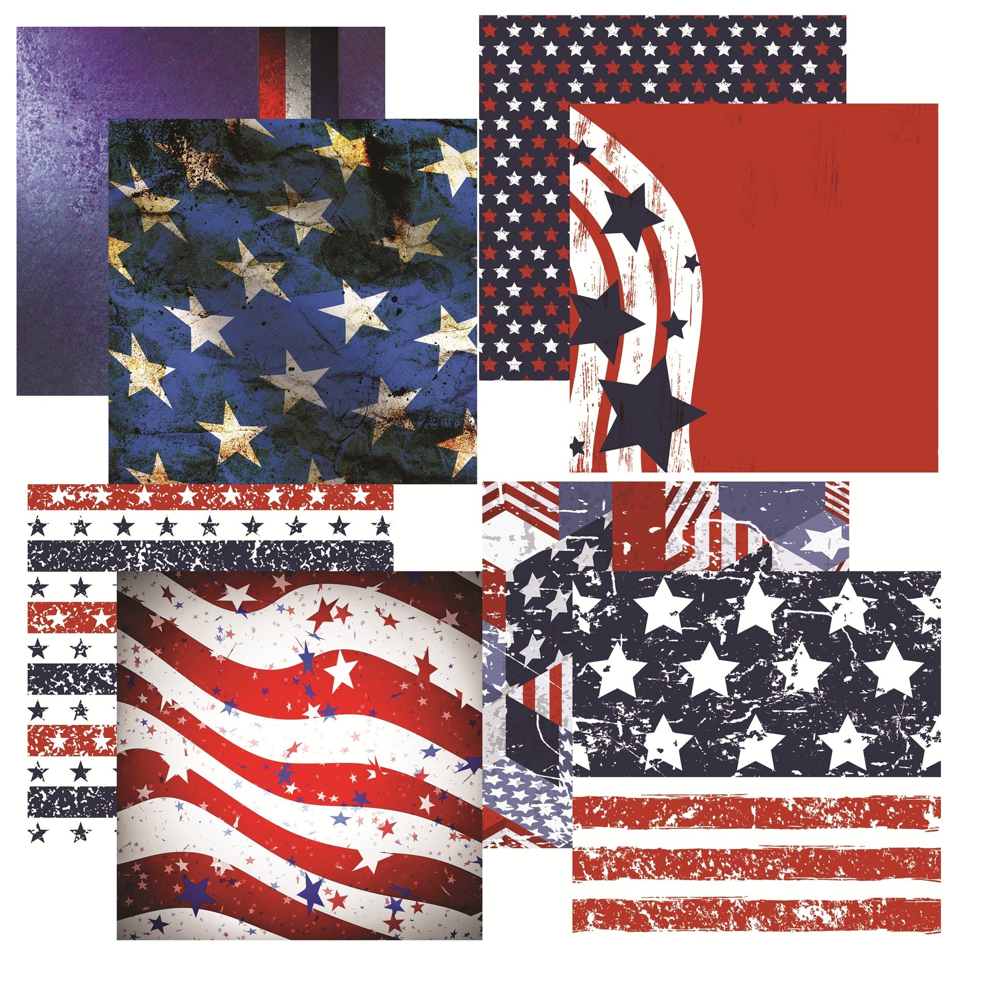 Reminisce Red White and Blue Scrapbook Paper Assortment Set
