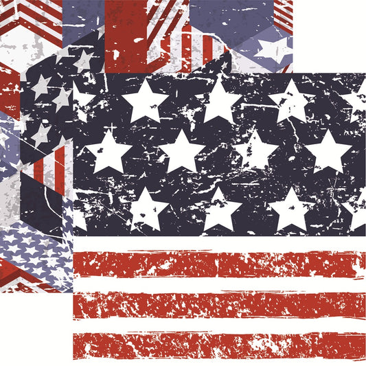 Stars and Bars Red White and Blue Scrapbook Paper by Reminisce
