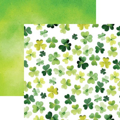 Watercolor Shamrock Print St Patricks Day - 12x12 Scrapbook Papers