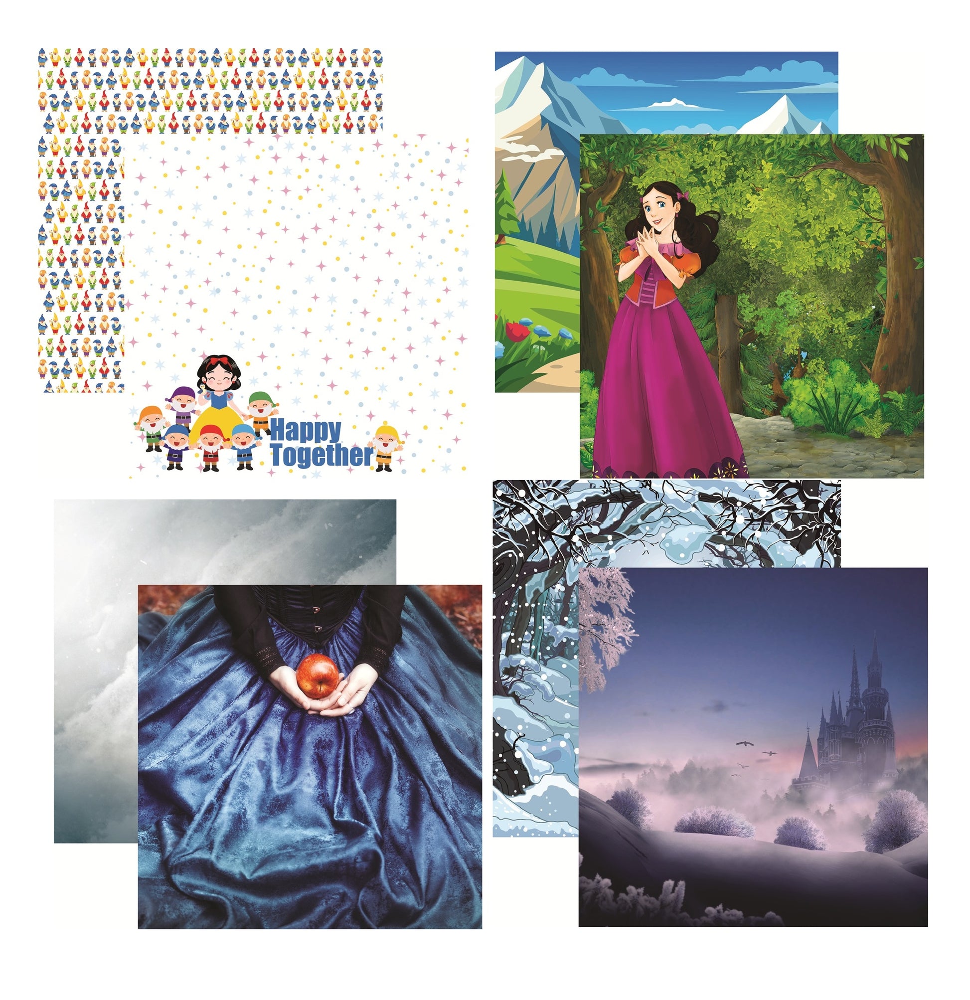 Reminisce Snow White Scrapbook Paper Assortment Set