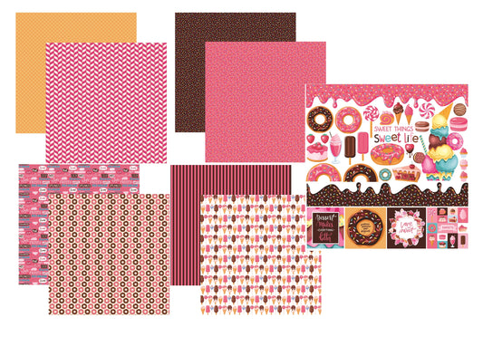 Reminisce Sweet Treats Scrapbook Papers and Stickers Set