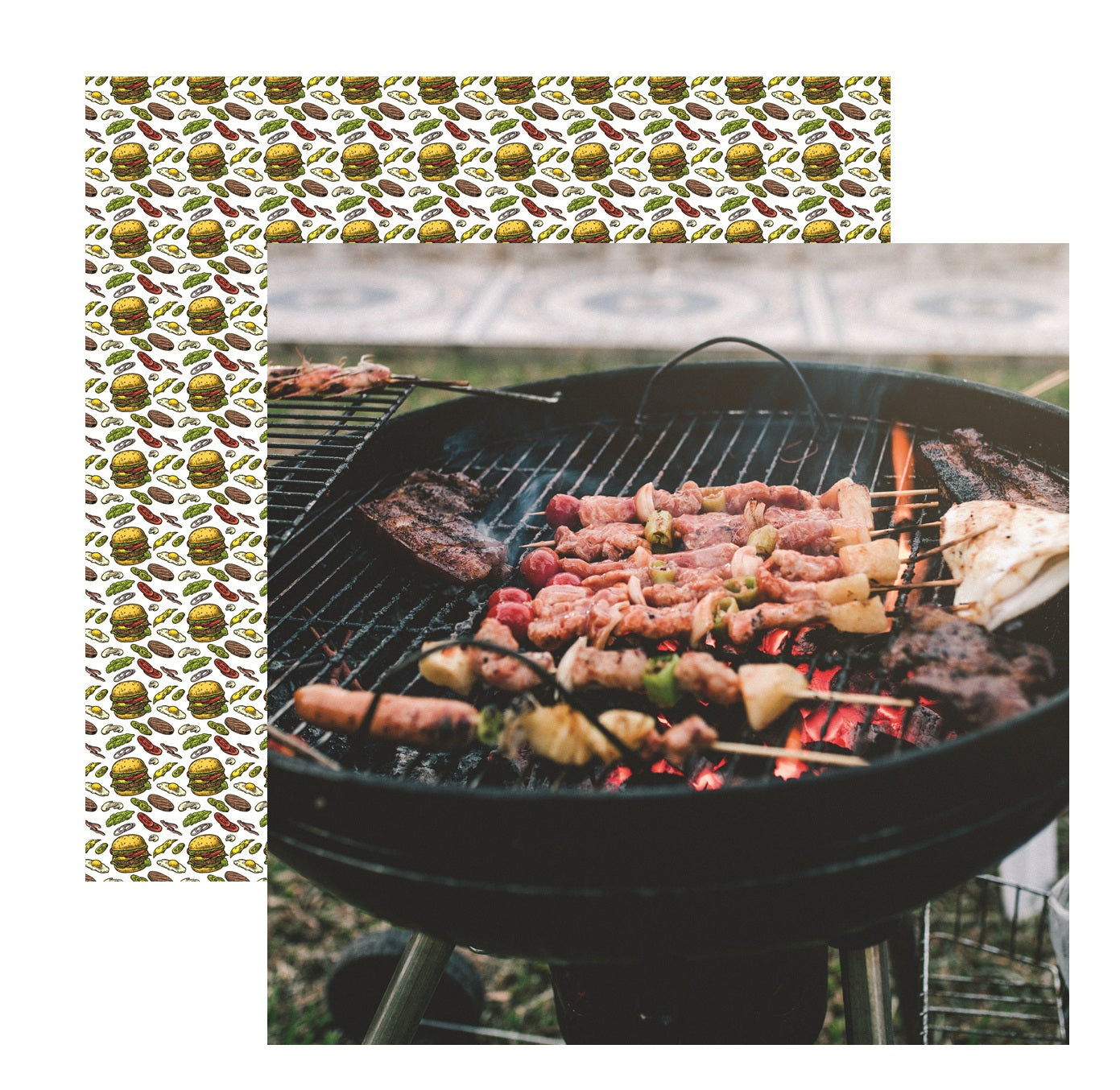 Reminisce Tailgate Party Time To Grill Scrapbook Paper