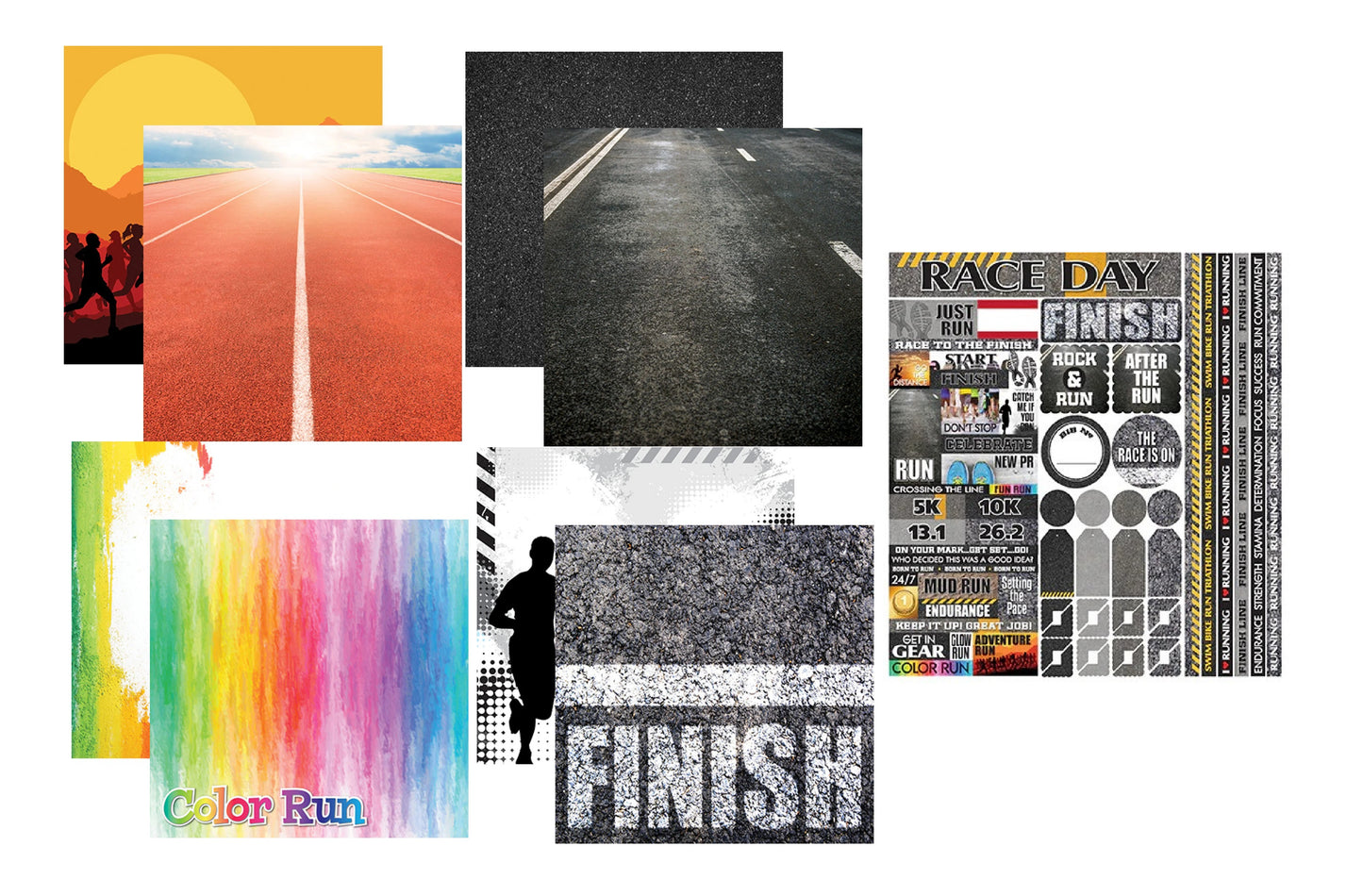 Reminisce The Running Collection Papers and Stickers Set