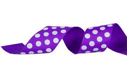Purple and White Polka Dot Wired Ribbon 2.5 Inch