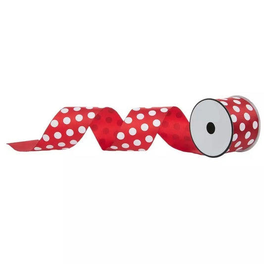 Red and White Polka Dot Ribbon 2.5 Inches Wide
