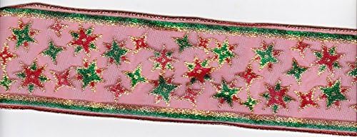Red and Green Sheer Star Wired Ribbon
