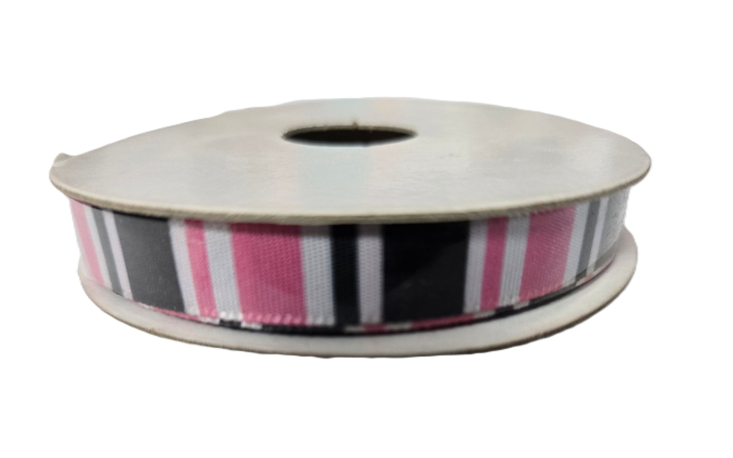 Pink Black White Striped Ribbon 4 Yards