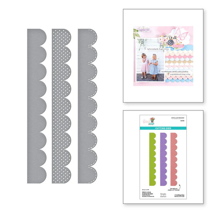 Spellbinders Stitch and Dots Scallop Border Dies