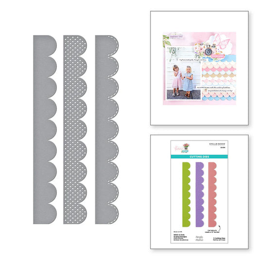 Spellbinders Stitch and Dots Scallop Border Dies