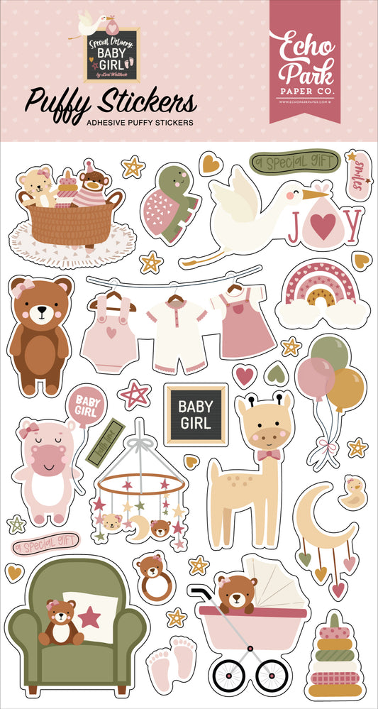 Echo Park Special Delivery Baby Girl Puffy Stickers