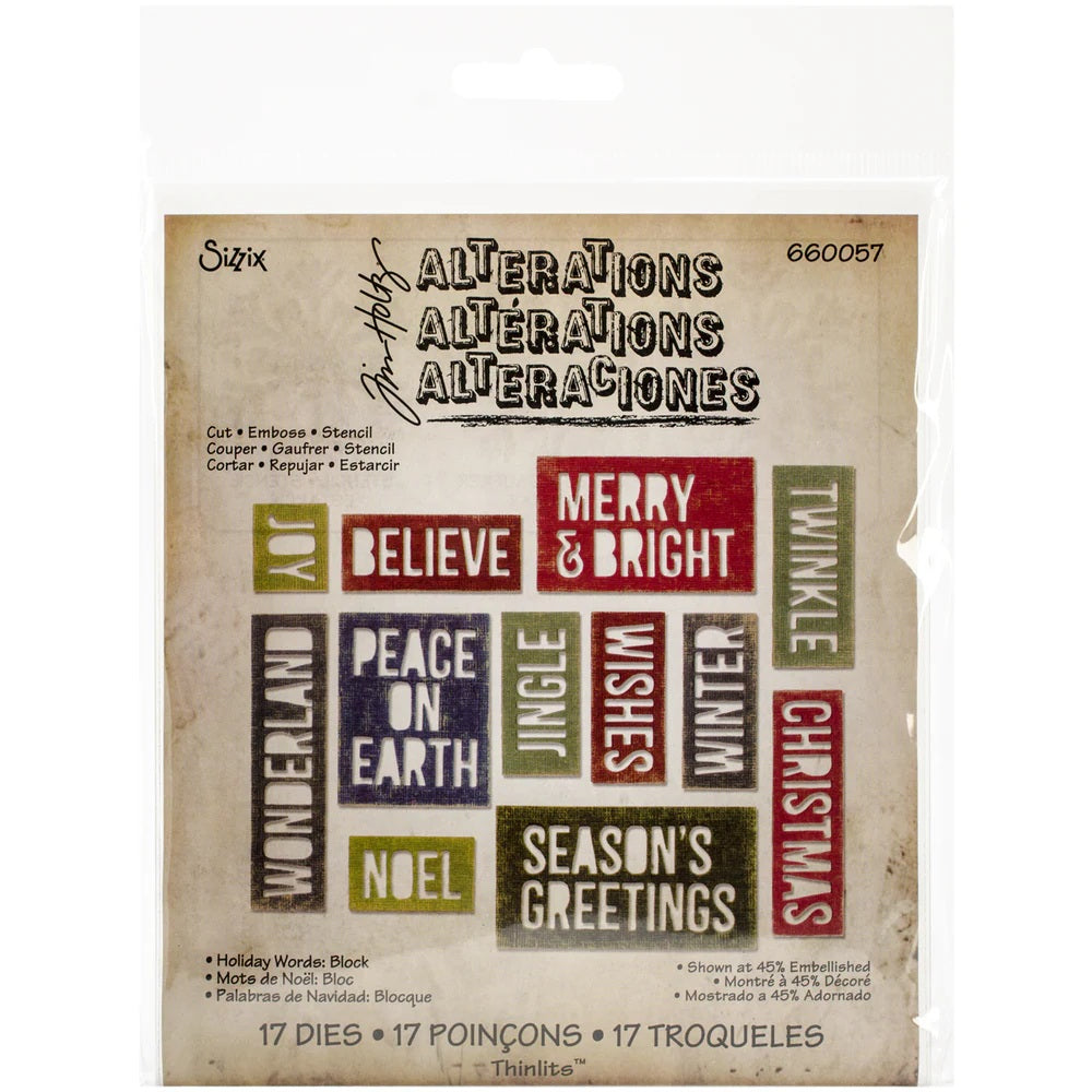 Sizzix Tim Holtz Holiday Words Block Die Set #660057