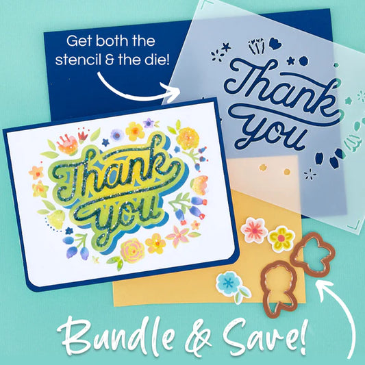 Floral Thank You Layered Stencils and Dies Set by Spellbinders