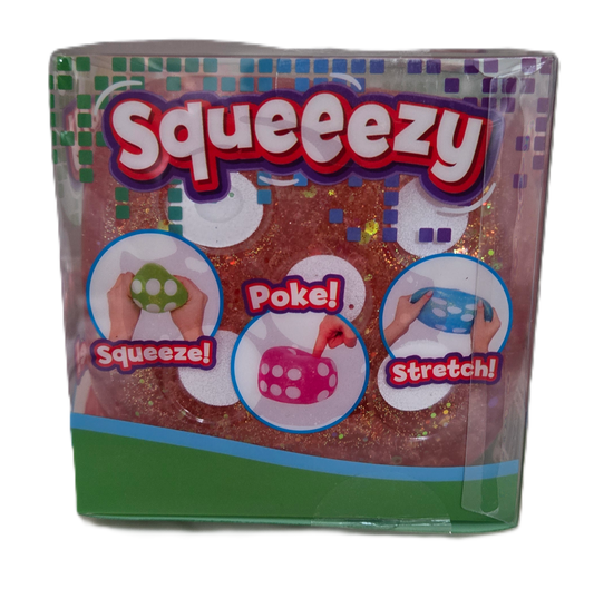 Squeezy Red Glitter Dice Squishy Toy