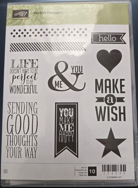 Stampin Up Perfect Pennants Rubber Stamp Set