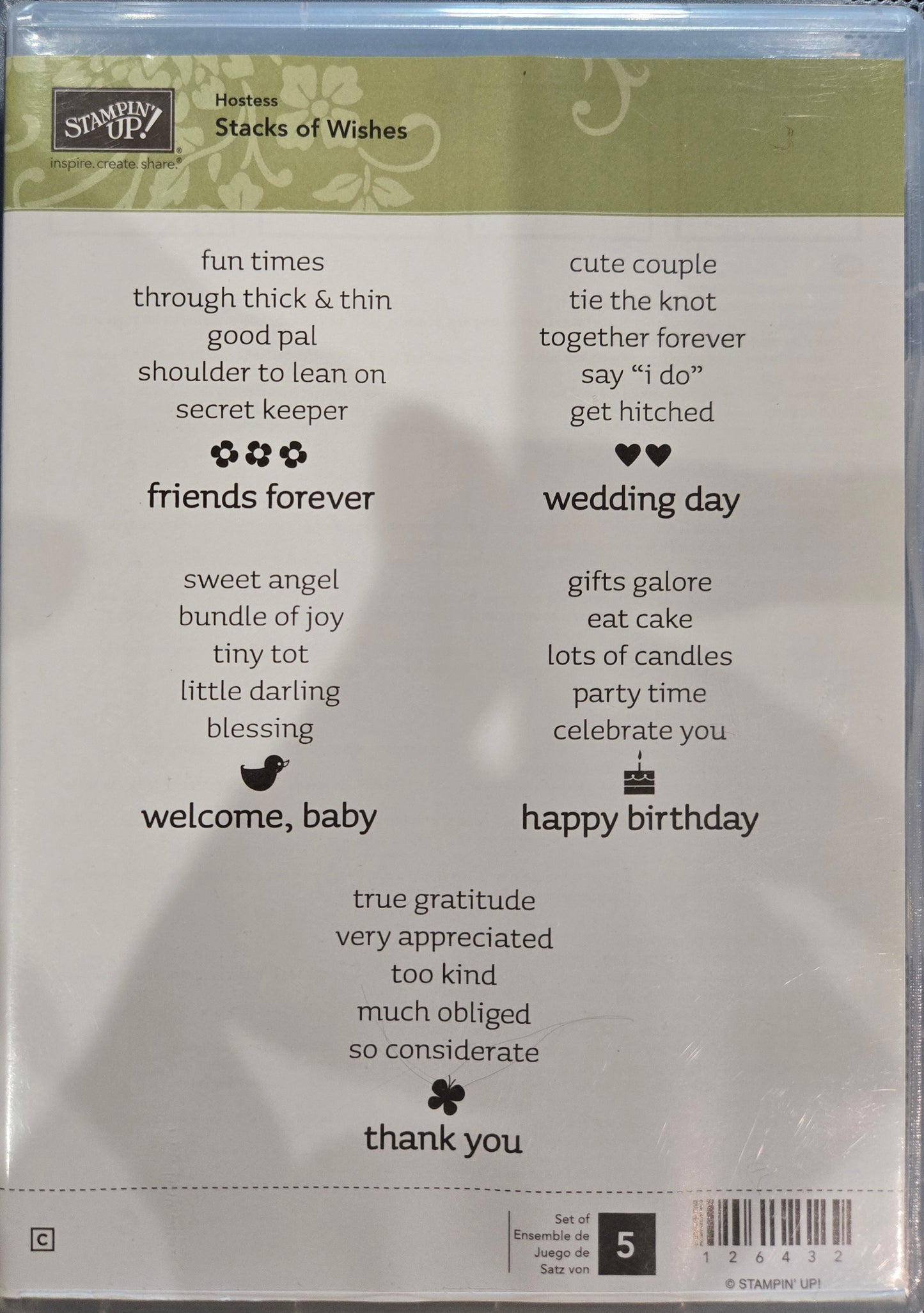 Stampin up Stacks of Wishes Rubber Stamp Set in Case