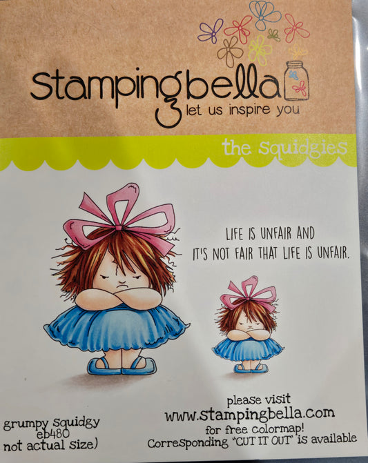 Grumpy Squidgy Cling Rubber Stamp - Stamping Bella - Lightly Used