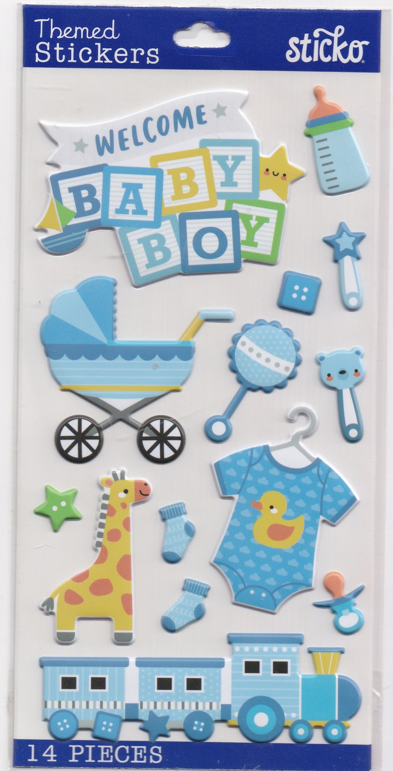 Welcome Baby Boy Puffy Stickers by Sticko