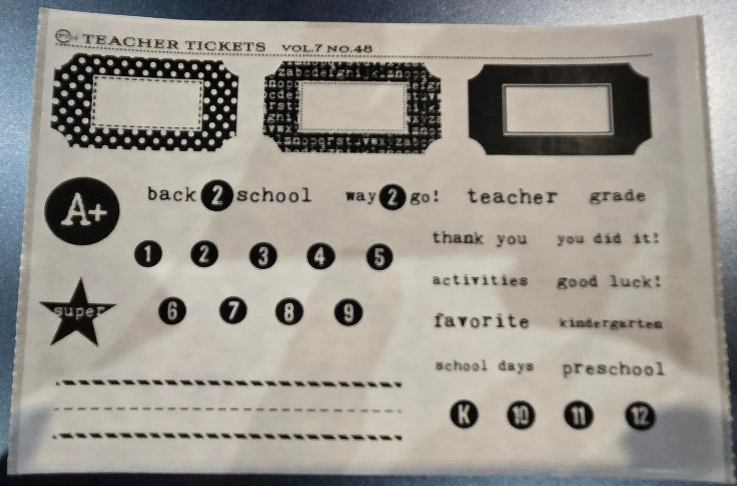 Studio Calico Teacher Tickets Stamps