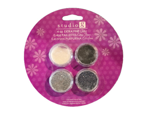 Studio g Extra Fine Glitters - Black, Silvers and White