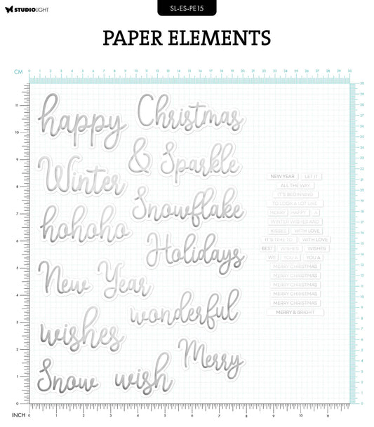 Silver Christmas Sentiments Ephemera Set