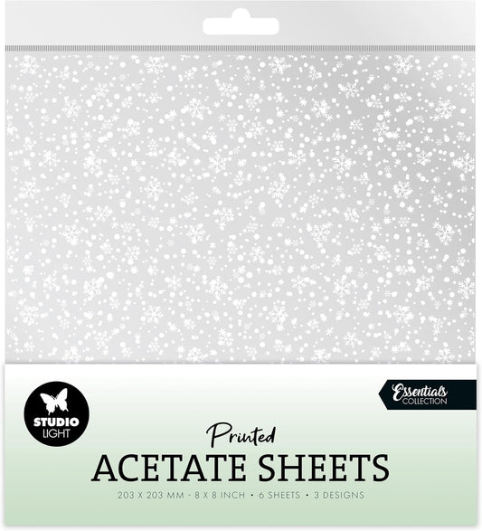 Snowflake Printed Acetate Sheets 8x8 - 6 Sheets
