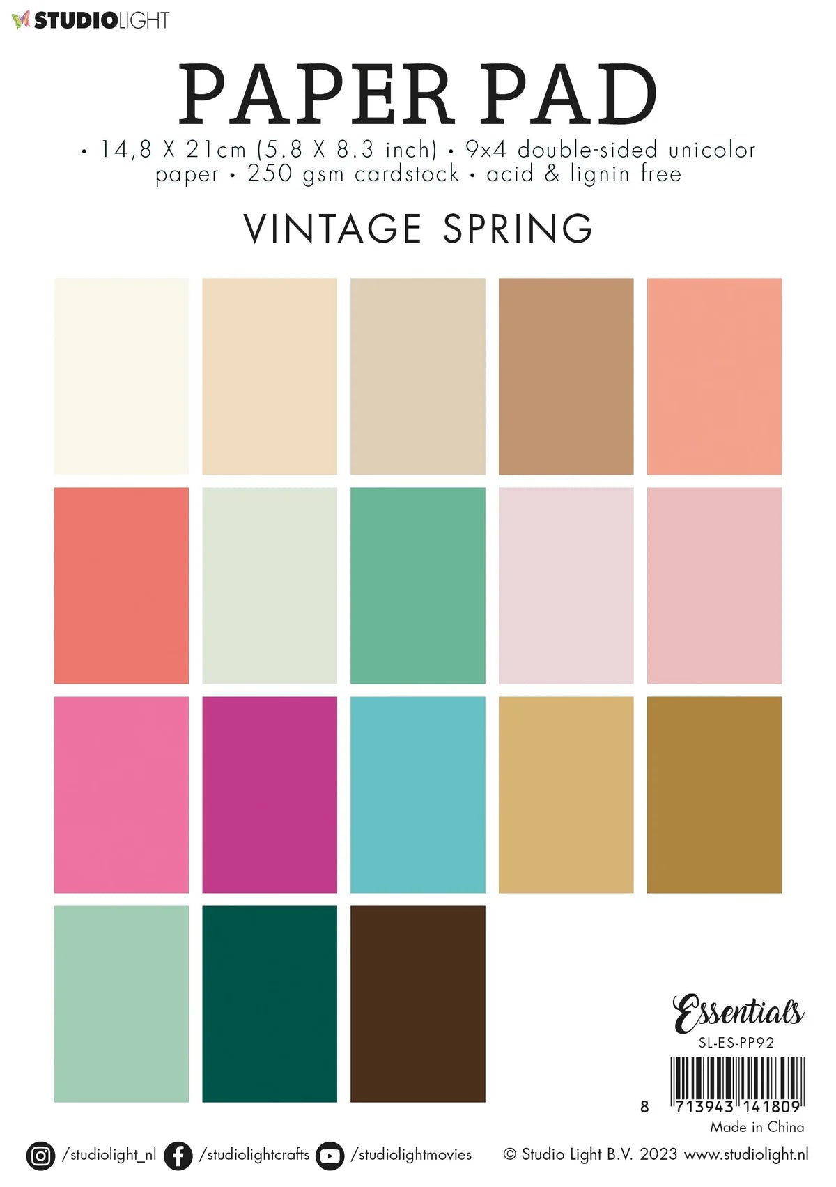 Vintage Spring 9x4 Cardstock Paper Pad by Studio Light