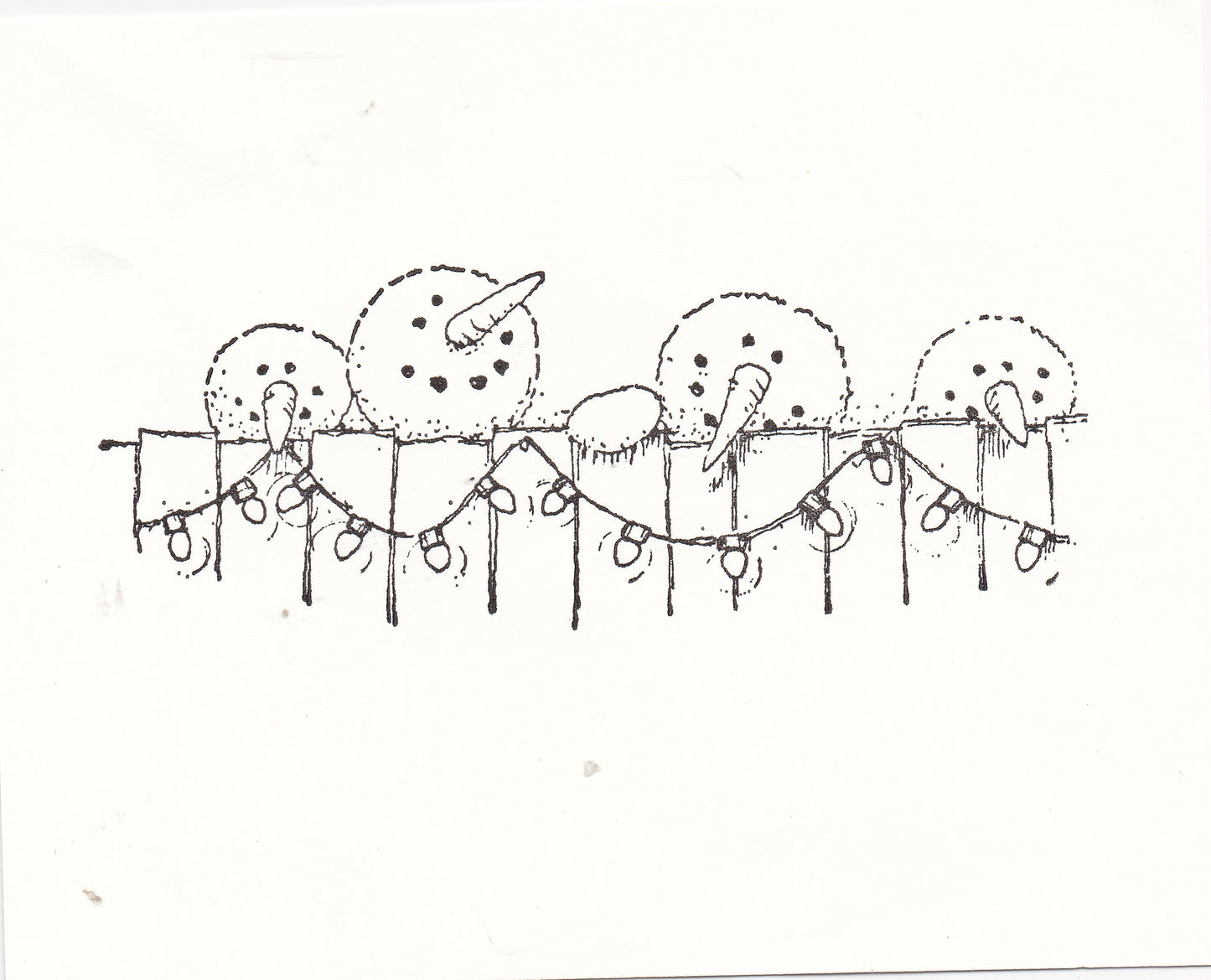 Snowman on Fence Rubber Stamp
