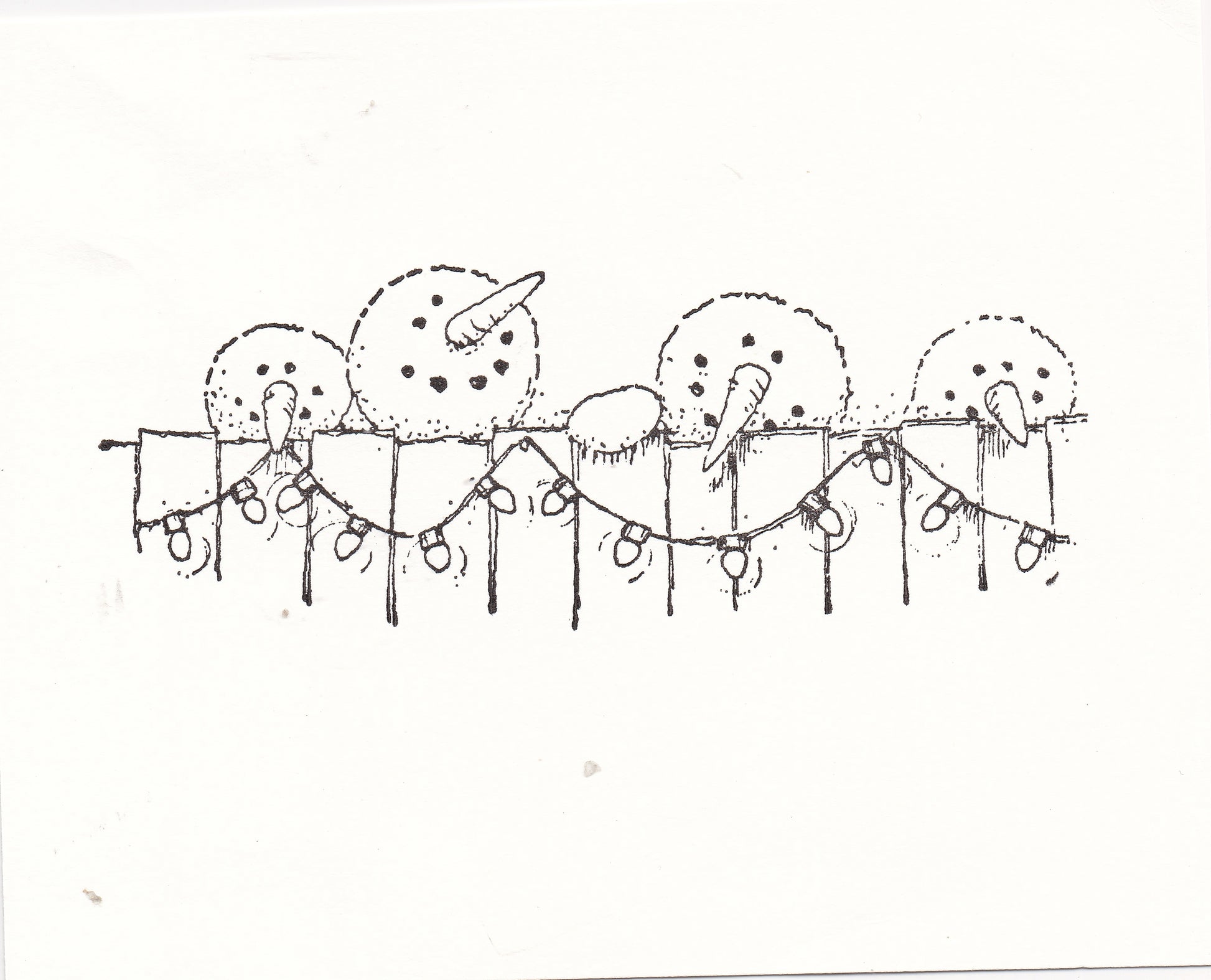 Snowman on Fence Rubber Stamp