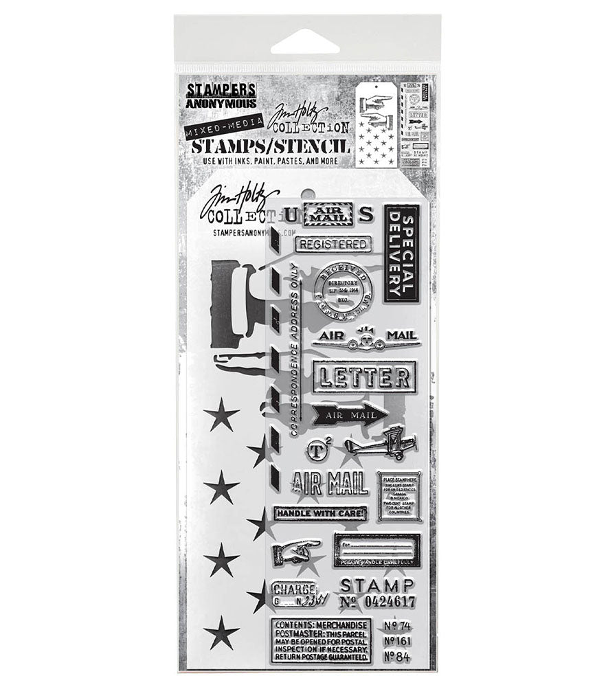 Tim Holtz Mixed Media Stamp and Stencil Set #41