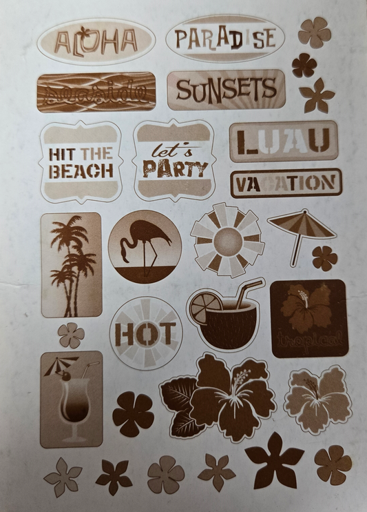 Tropical Getaway Chipboard Icons and Words Set