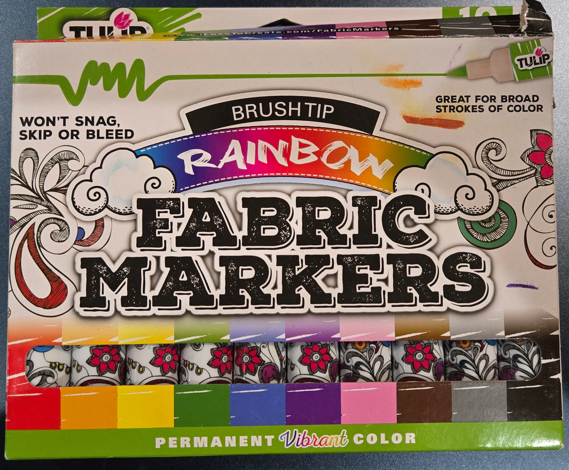 Tulip Rainbow Brush Tip Fabric Markers Set