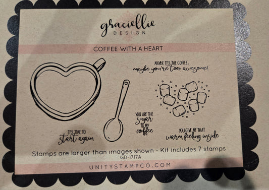 Coffee with a HEart Rubber Unity Stamp Set (Used)