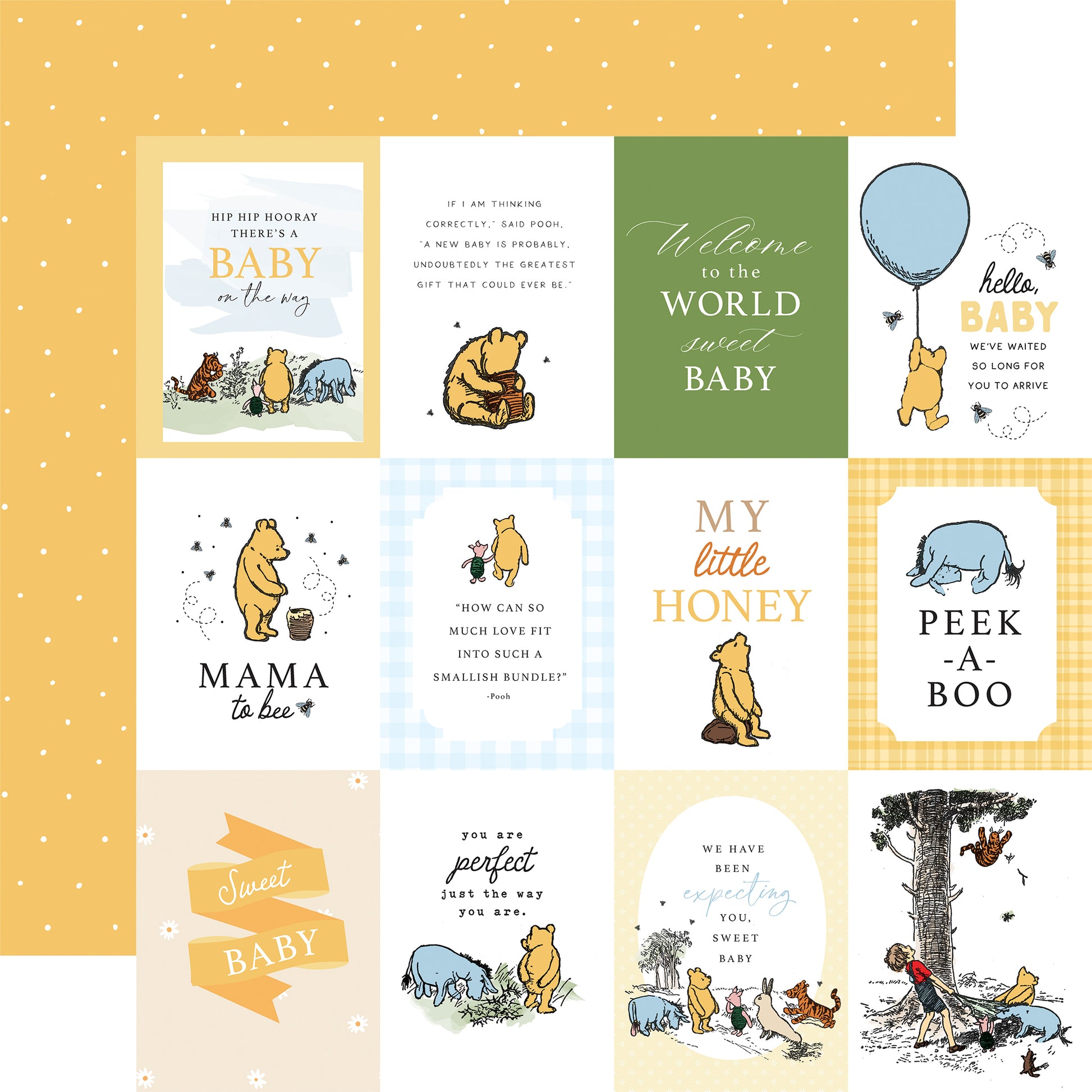 Winnie the Pooh Baby 3x4 Journaling Cards