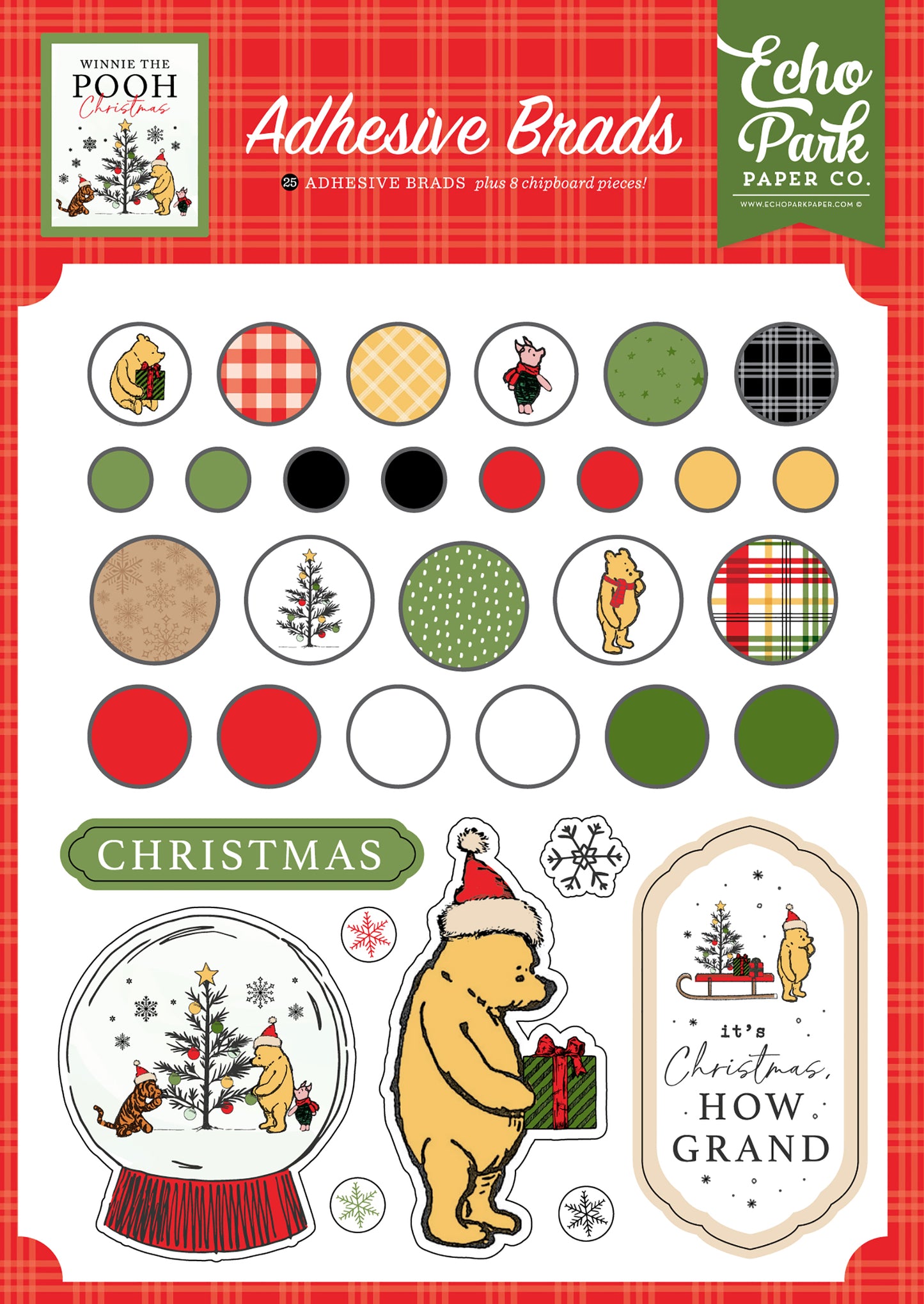 Winnie the Pooh Christmas Adhesive Brads