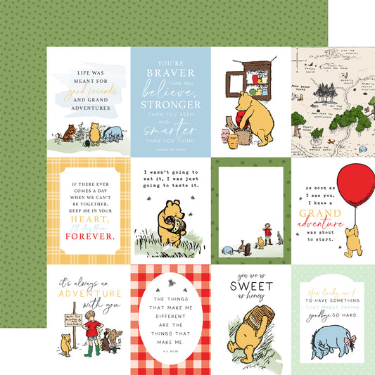 Winnie the Pooh 3x4 Journaling Cards Scrapbook Paper