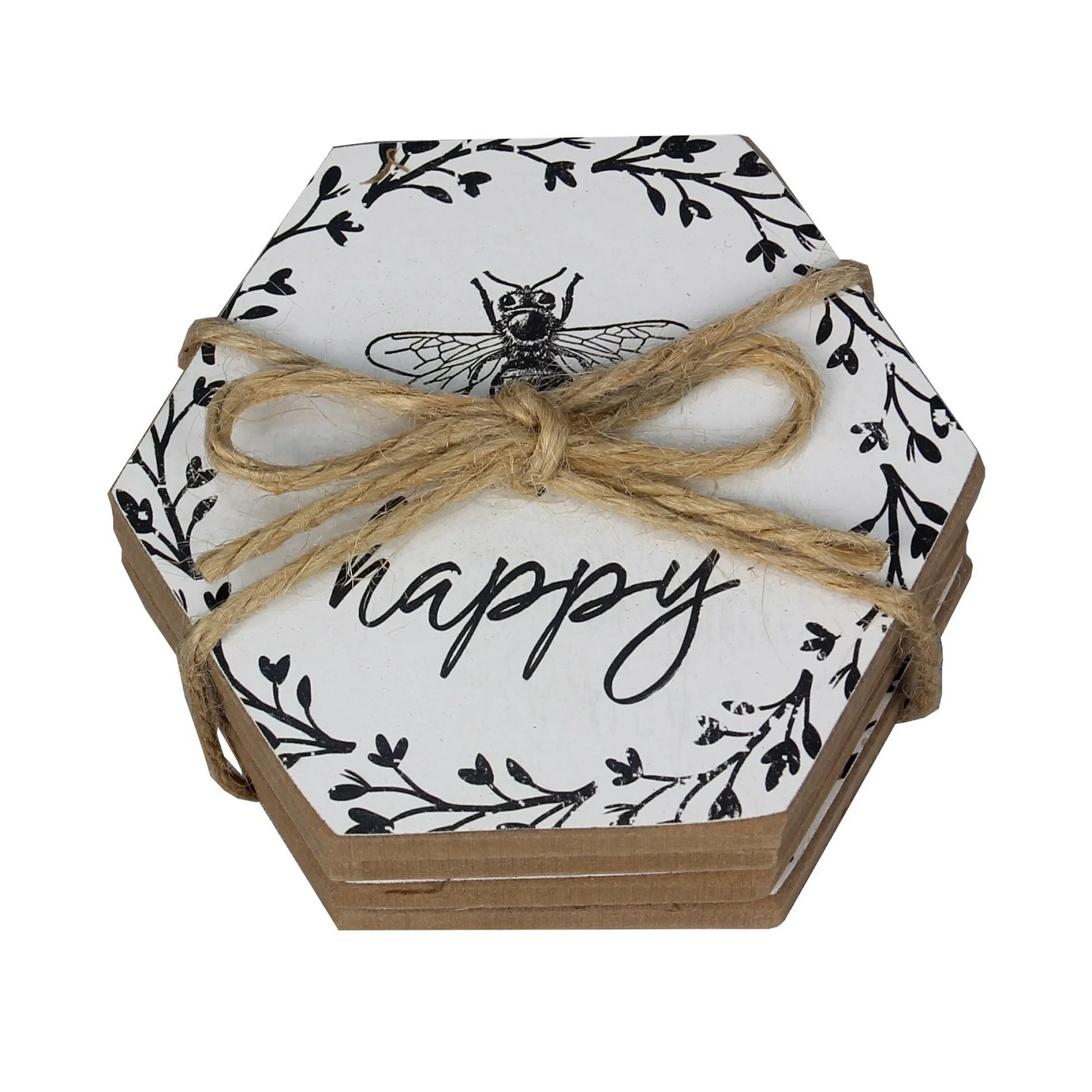 Wood Bee Coasters Set
