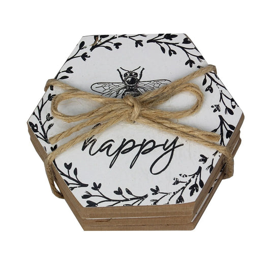 Wood Bee Coasters Set