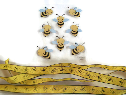 Bee Stickers and Ribbon Embellishment Set