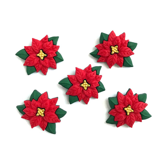 Christmas Poinsettia Buttons