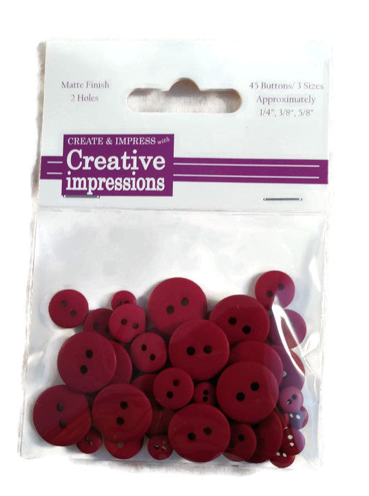 Burgundy Resin Round Buttons Assortment Set