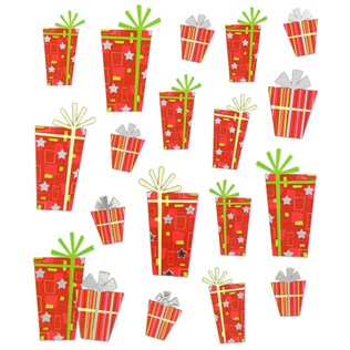 Foiled Red Christmas Present Stickers