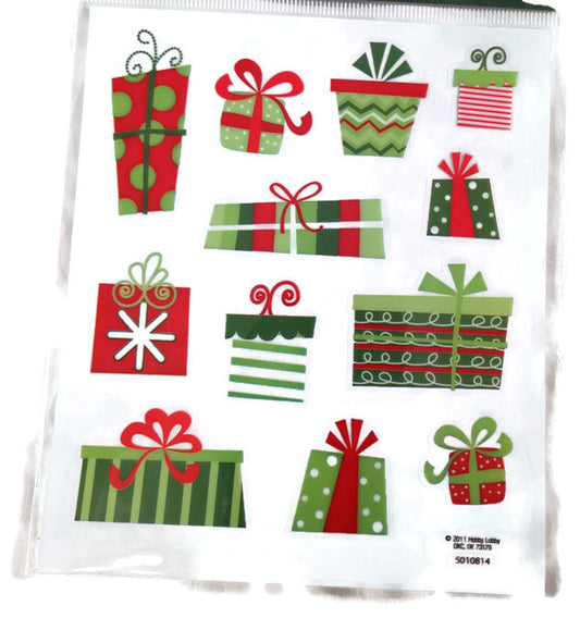 Christmas Present Stickers Red and Green