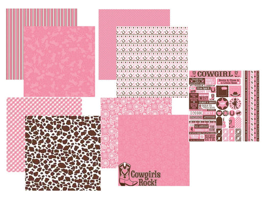 Reminisce Cowgirls Scrapbook Papers and Stickers Set