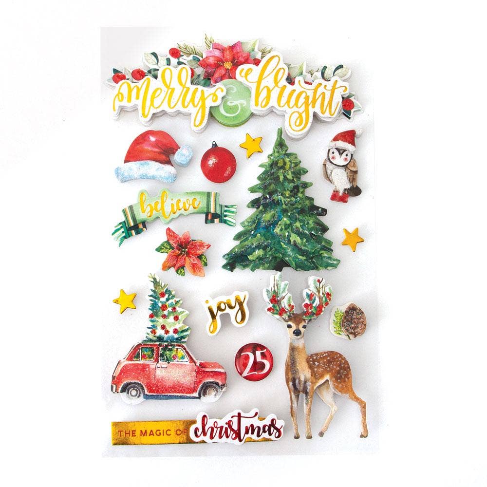 3d Merry and Bright Christmas Stickers by Paper House