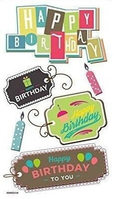 Birthday Wishes, 3D Scrapbook stickers, 15/pk (Little Birdie)
