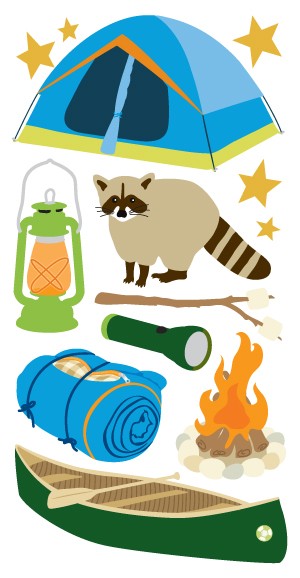 Camping Stickers Essentials with Raccoon