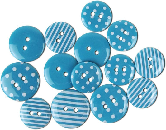 Turquoise Striped and dots Buttons