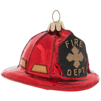 Glass Firefighter Helmet Ornament