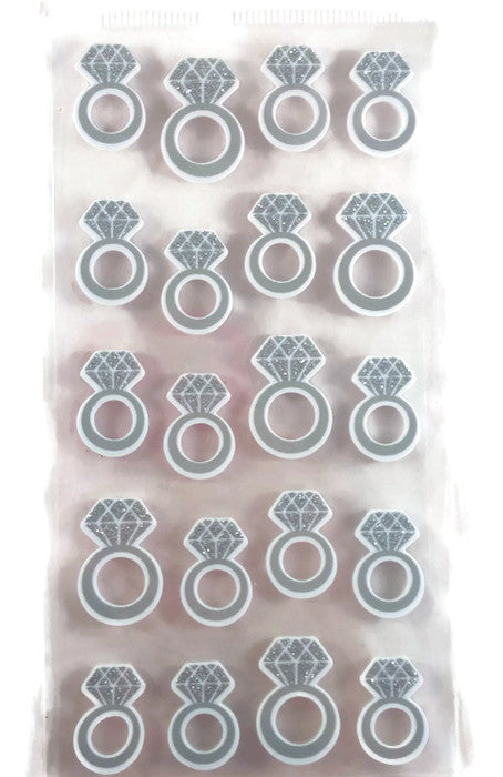 Foam Glitter Wedding Ring Stickers