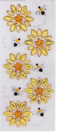 Sunflowers and Bees Gemstone Rhinestone Stickers